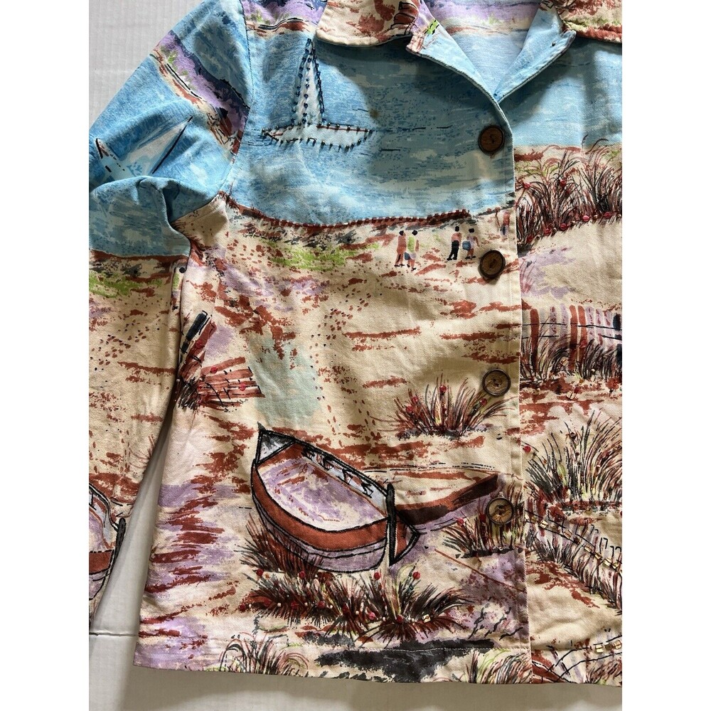 Vintage Life Style Art to Wear Womens Jacket Size L Beach Ocean Sailing Boho - Picture 6 of 14